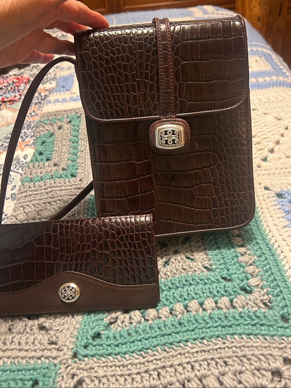 Brighton One World Leather Crossbody Set